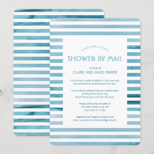 Waterverf Blue Stripes Baby shower by Mail Kaart