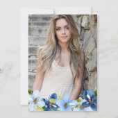 Waterverf Blue Summer Flowers Afstuderen Kaart (Achterkant)