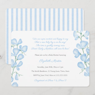 Waterverf Blue Sweet Peas Poem Boy Baby shower Kaart