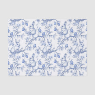Waterverf Blue Toile De Jouy Paaskonijn Tissuepapier