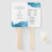 Waterverf blue wash trouwprogramma's handwaaier (Voorkant en achterkant)