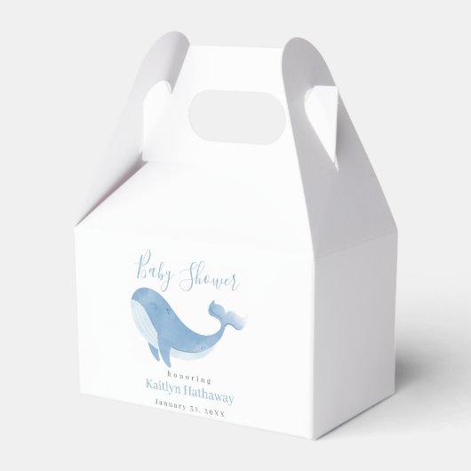Waterverf Blue Whale Baby shower Bedankdoosjes (Achterkant)