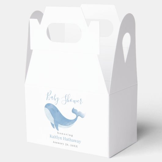 Waterverf Blue Whale Baby shower Bedankdoosjes (Geopend)