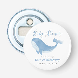 Waterverf Blue Whale Baby shower Button Flesopener