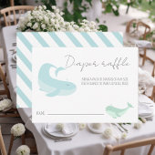 Waterverf Blue Whale Baby shower Diaper Raffle Informatiekaartje