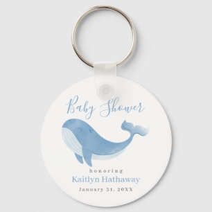 Waterverf Blue Whale Baby shower Sleutelhanger