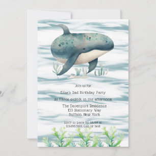 Waterverf Blue Whale Boy Baby shower Kaart