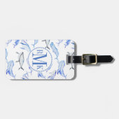 Waterverf Blue Whale Patroon Bagagelabel (Voorkant horizontaal)