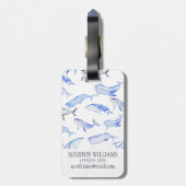 Waterverf Blue Whale Patroon Bagagelabel (Achterkant verticaal)