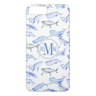 Waterverf Blue Whale Patroon iPhone 8 Plus / 7 Plus Hoesje
