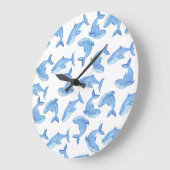 Waterverf Blue Whale Patroon Grote Klok (Hoek)