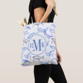 Waterverf Blue Whale Patroon Tote Bag (Dichtbij)