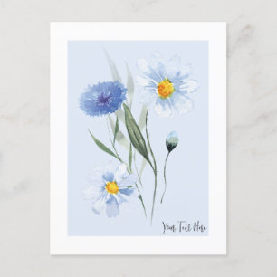 Waterverf Blue Wild Flower Briefkaart
