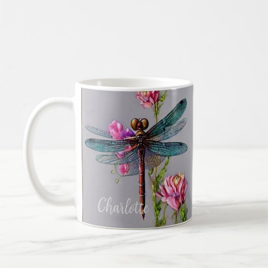 Waterverf Blue Wing Dragonfly, koffie Mok (Links)
