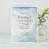 Waterverf Blue Zee of Sky Wedding Invitation Kaart (Staand voorkant)