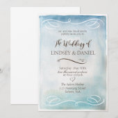 Waterverf Blue Zee of Sky Wedding Invitation Kaart (Voorkant / Achterkant)