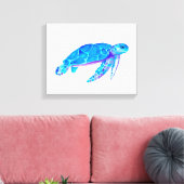 Waterverf Blue Zee Turtle Canvas Afdruk (Insitu (Woonkamer))