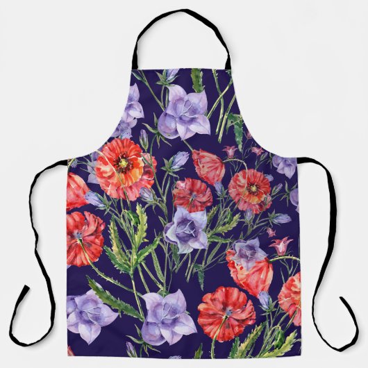 Waterverf Bluebell Poppy Array Schort (Voorkant)