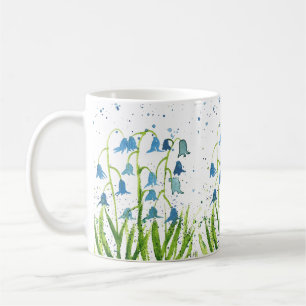 Waterverf bluebells Blauw bloemenhout Natuur Koffiemok