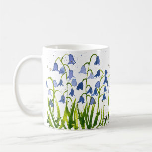 Waterverf bluebells Blauw bloemenhout Woodland Koffiemok