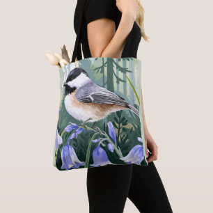 Waterverf Bluebells en Chickadee Draagtas