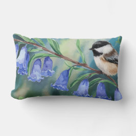 Waterverf Bluebells en Chickadee Sierkussen Kussen