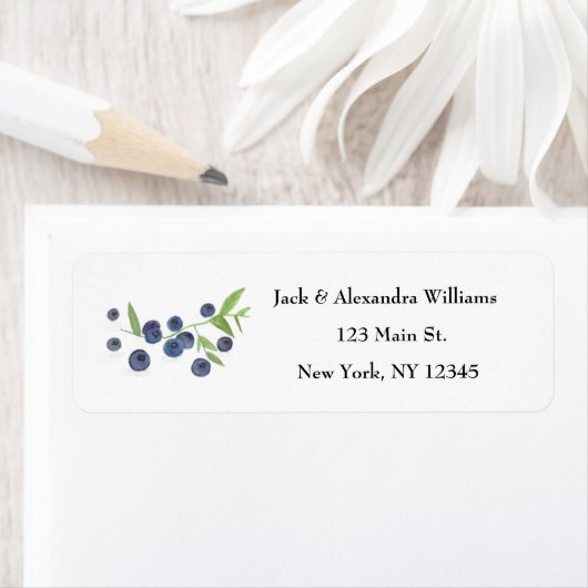 Waterverf Blueberries Fruit retouradres Etiket (Insitu)