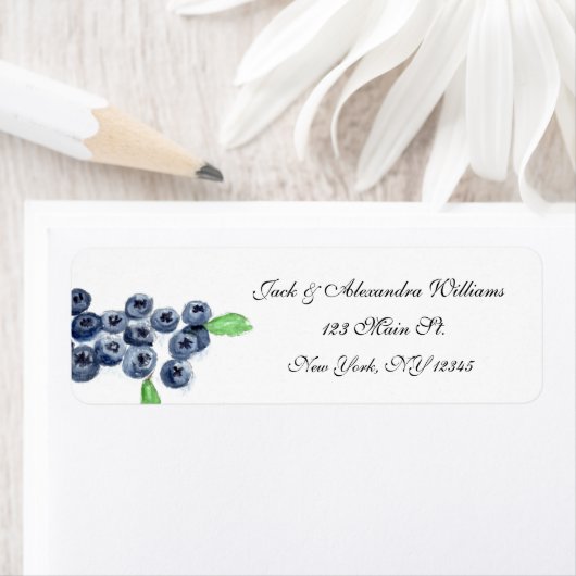 Waterverf Blueberries Fruit retouradres Etiket (Insitu)