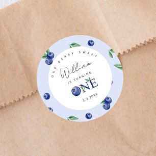 Waterverf Blueberry boy 1e verjaardag Ronde Sticker