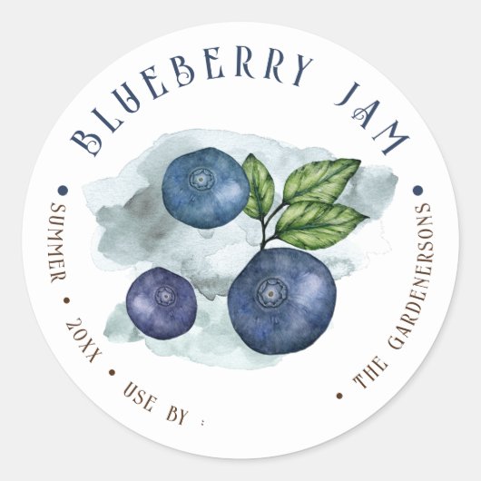 Waterverf Blueberry Jam Classic Round Sticker (Voorkant)
