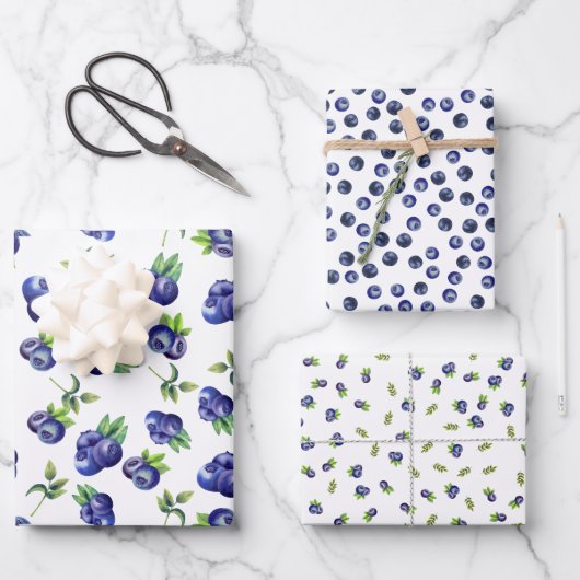 Waterverf Blueberry Pattern Wrapping Paper Sheets (Voorkant)