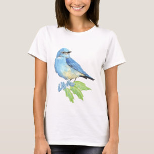 Waterverf Bluebird Blue Bird Art voor de blauwvoge T-shirt