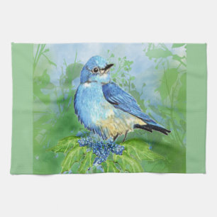 Waterverf Bluebird Blue Bird Art voor de blauwvoge Theedoek