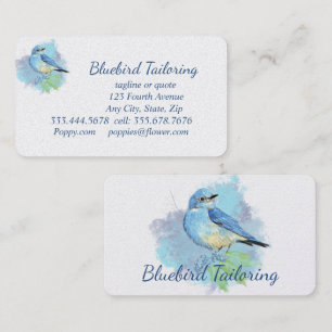 Waterverf Bluebird Custom Tailoring Sewing Visitekaartje