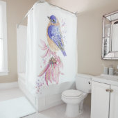 Waterverf Bluebird Garden Bird Animal Natuur Art Douchegordijn (In situ)