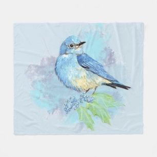 Waterverf Bluebird Garden Bird Art Fleece Deken