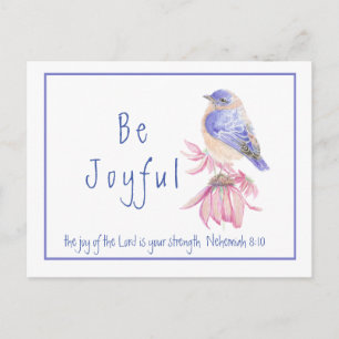 Waterverf Bluebird Joy of the Lord Bible Quote Briefkaart
