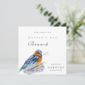 Waterverf Bluebird Moederdag Brunch Uitnodiging (Staand voorkant)