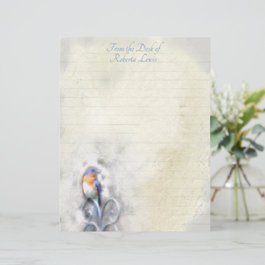 Waterverf Bluebird Stationery Briefhoofd (Staand voorkant)