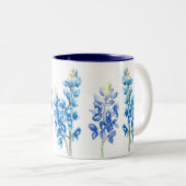 Waterverf Bluebonnet Flowers Tweekleurige Koffiemok (Voorkant rechts)