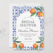 Waterverf Bluetile Mediterraan Vrijgezellenfeest Kaart (Voorkant)