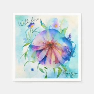 Waterverf Blumen Wiese blauw achtergrond Servet