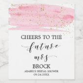 Waterverf Blush and Gold Future Mrs Vrijgezellenfe Wijn Etiket (Enkel label)
