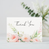 Waterverf Blush Bloemen bruiloft Bedankkaart (Staand voorkant)