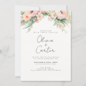 Waterverf Blush Bloemen bruiloft Kaart (Voorkant)