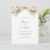 Waterverf Blush Bloemen bruiloft Kaart (Staand voorkant)