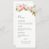Waterverf Blush Bloemen bruiloft Menu (Voorkant / Achterkant)