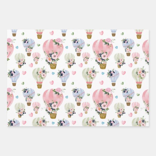 Waterverf Blush Bloemen Eiffeltoren Patroon Inpakpapier Vel (Voorkant 2)