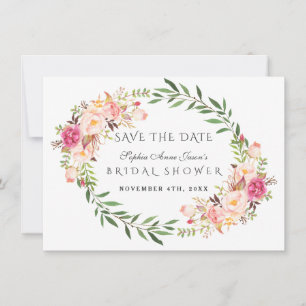 Waterverf Blush Bloemenkrans Bruiloft Feest Save The Date