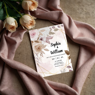 Waterverf Blush Bloemige Geometrische Elegante Tro Kaart